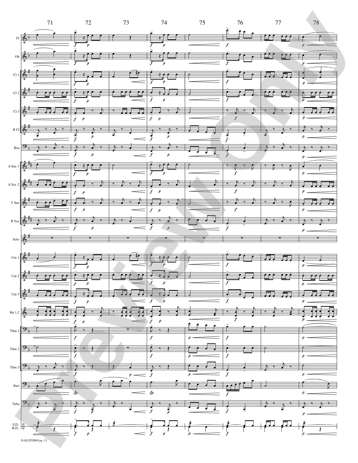 Hailstorm (Solo Cornet and Concert Band): Concert Band Conductor Score & Parts