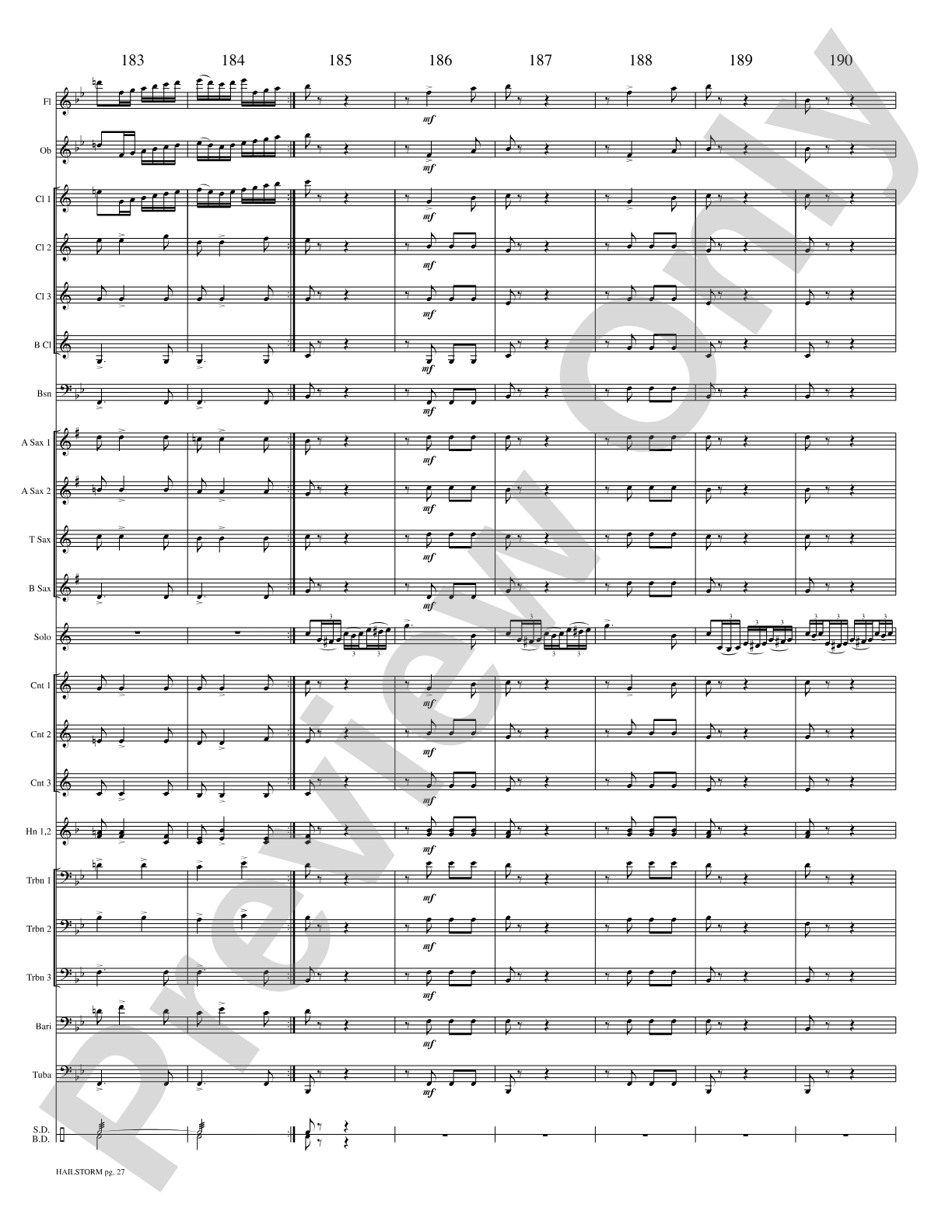 Hailstorm (Solo Cornet and Concert Band): Concert Band Conductor Score & Parts
