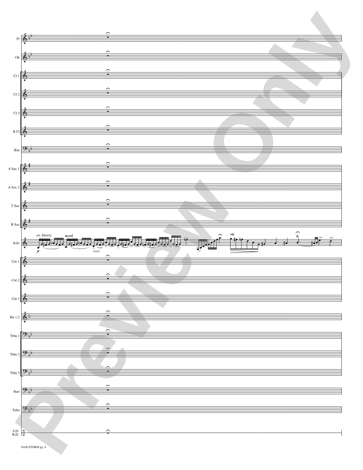 Hailstorm (Solo Cornet and Concert Band): Concert Band Conductor Score & Parts