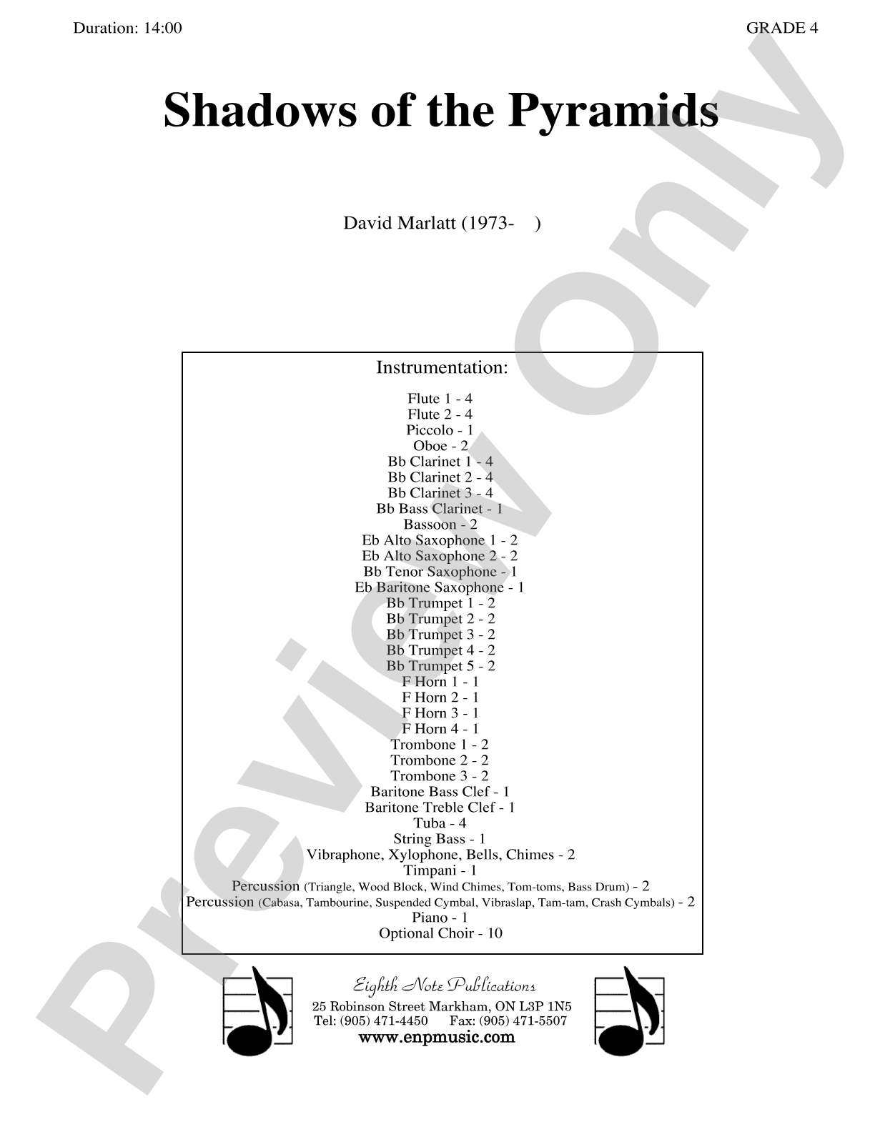Shadows of the Pyramids: Concert Band Conductor Score & Parts