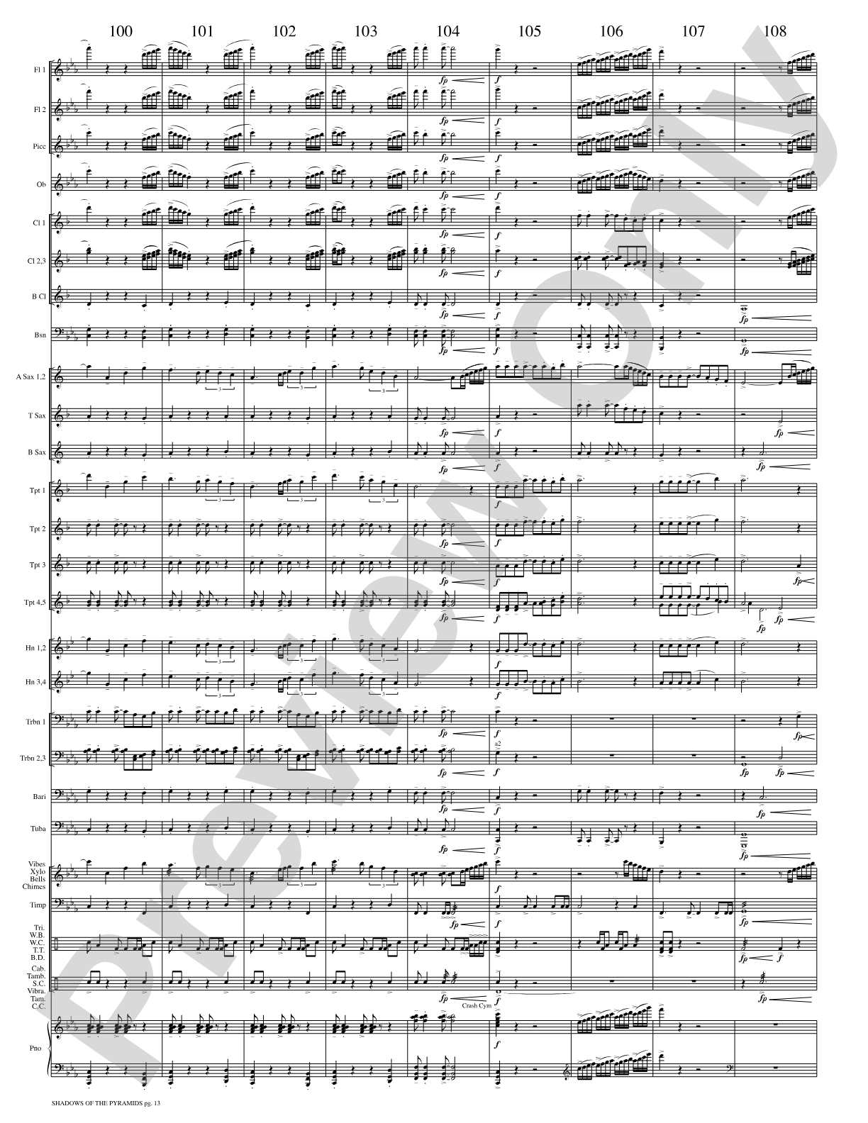 Shadows of the Pyramids: Concert Band Conductor Score & Parts