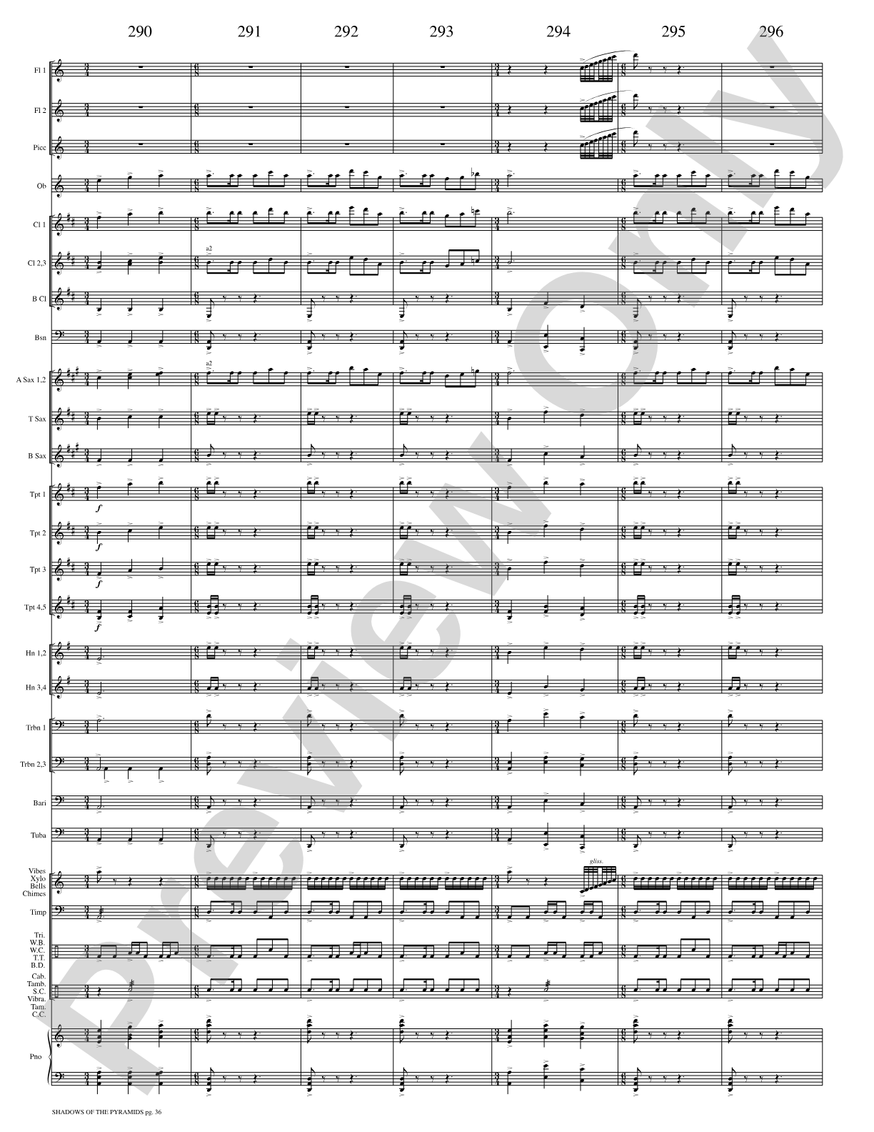 Shadows of the Pyramids: Concert Band Conductor Score & Parts