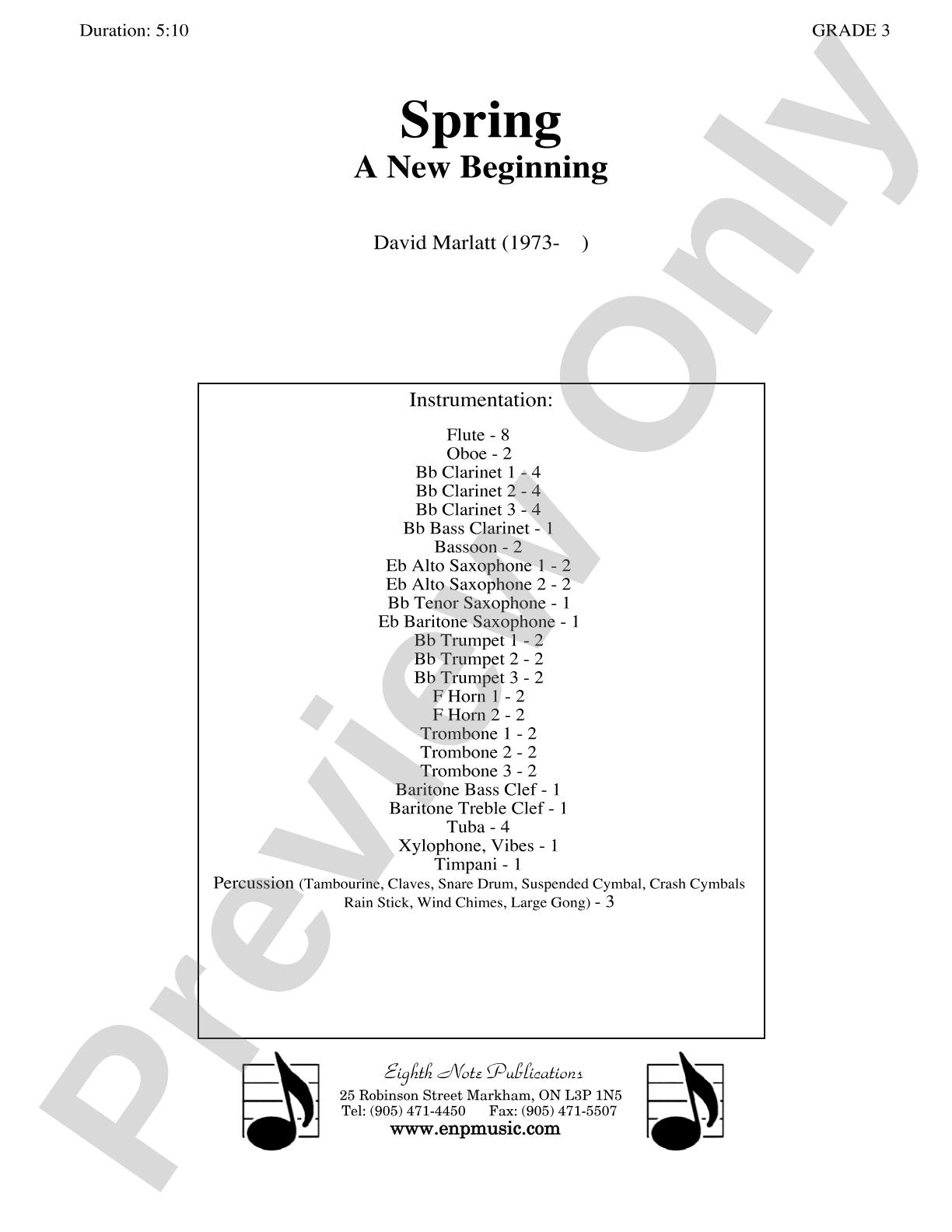 Spring (A New Beginning): Concert Band Conductor Score & Parts