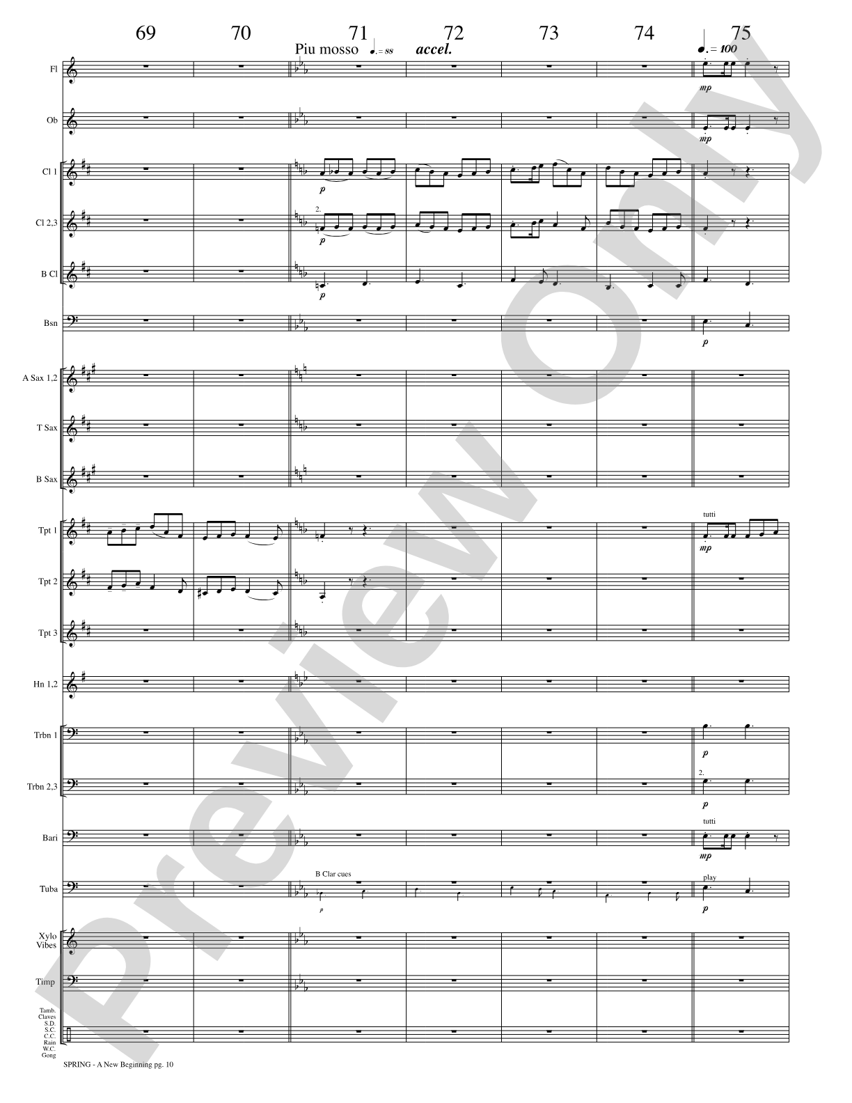 Spring (A New Beginning): Concert Band Conductor Score & Parts