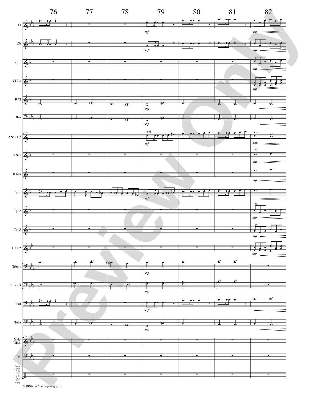 Spring (A New Beginning): Concert Band Conductor Score & Parts