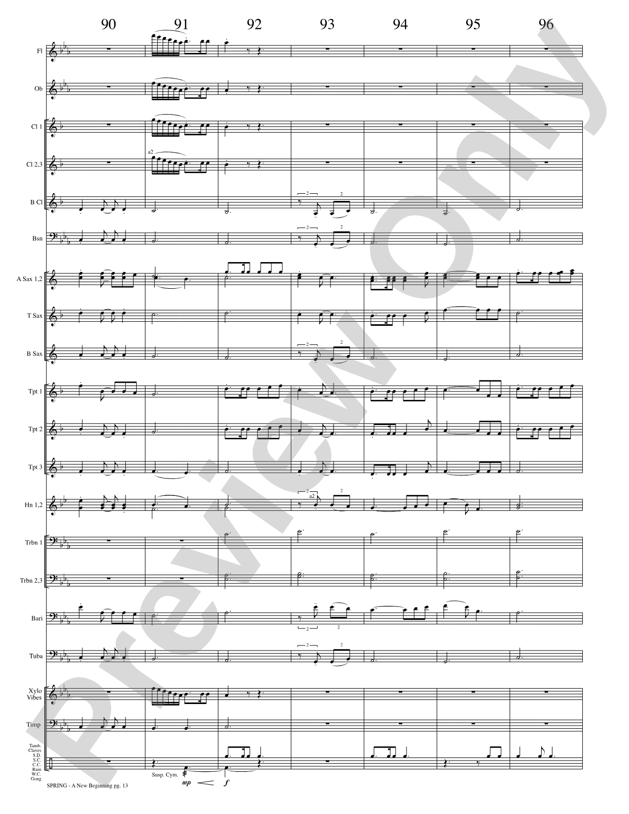 Spring (A New Beginning): Concert Band Conductor Score & Parts