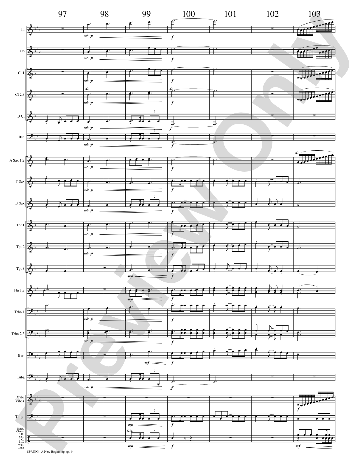 Spring (A New Beginning): Concert Band Conductor Score & Parts