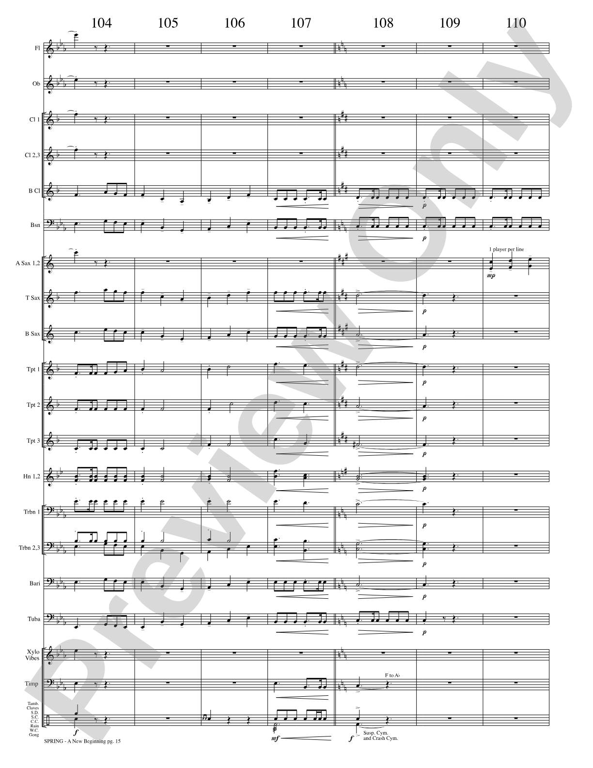 Spring (A New Beginning): Concert Band Conductor Score & Parts