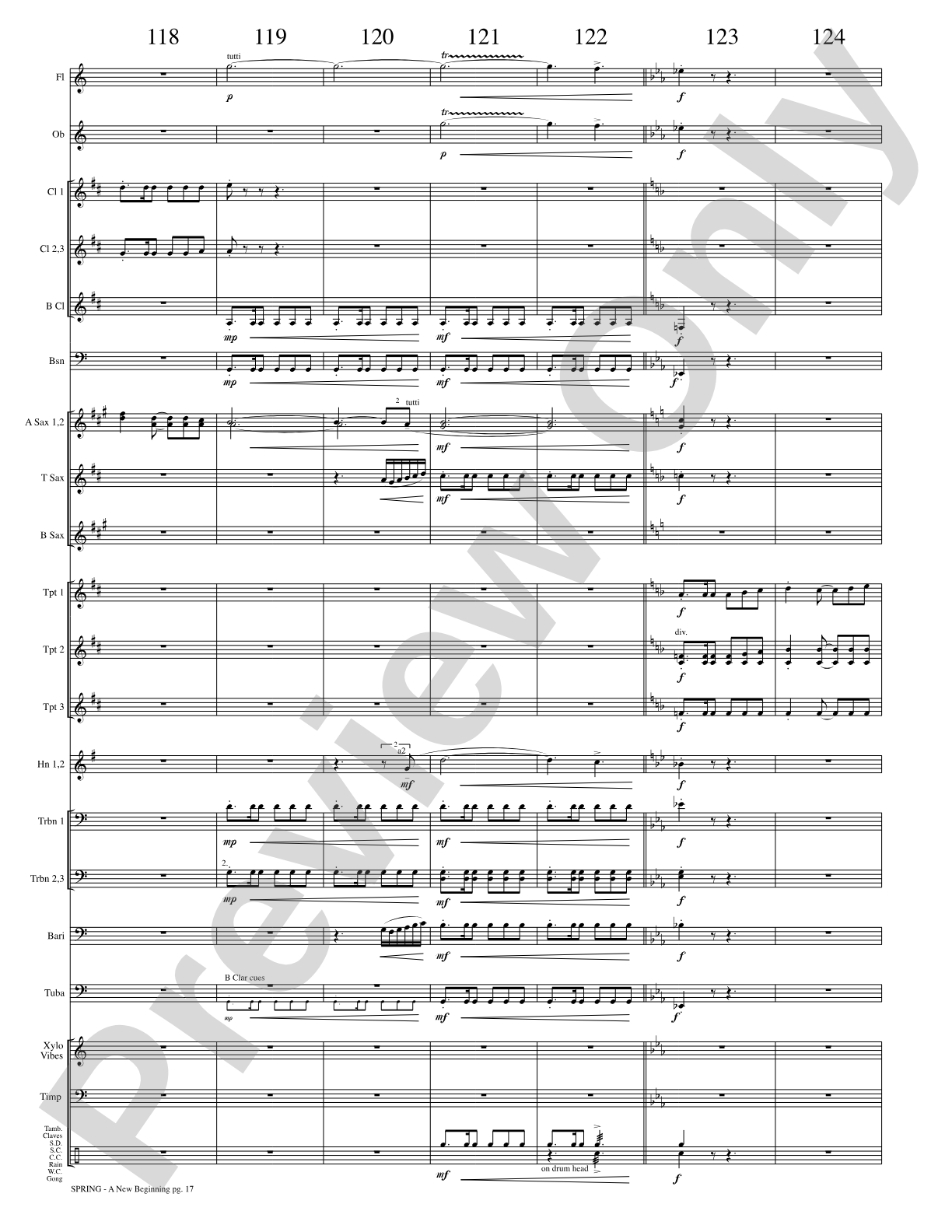 Spring (A New Beginning): Concert Band Conductor Score & Parts