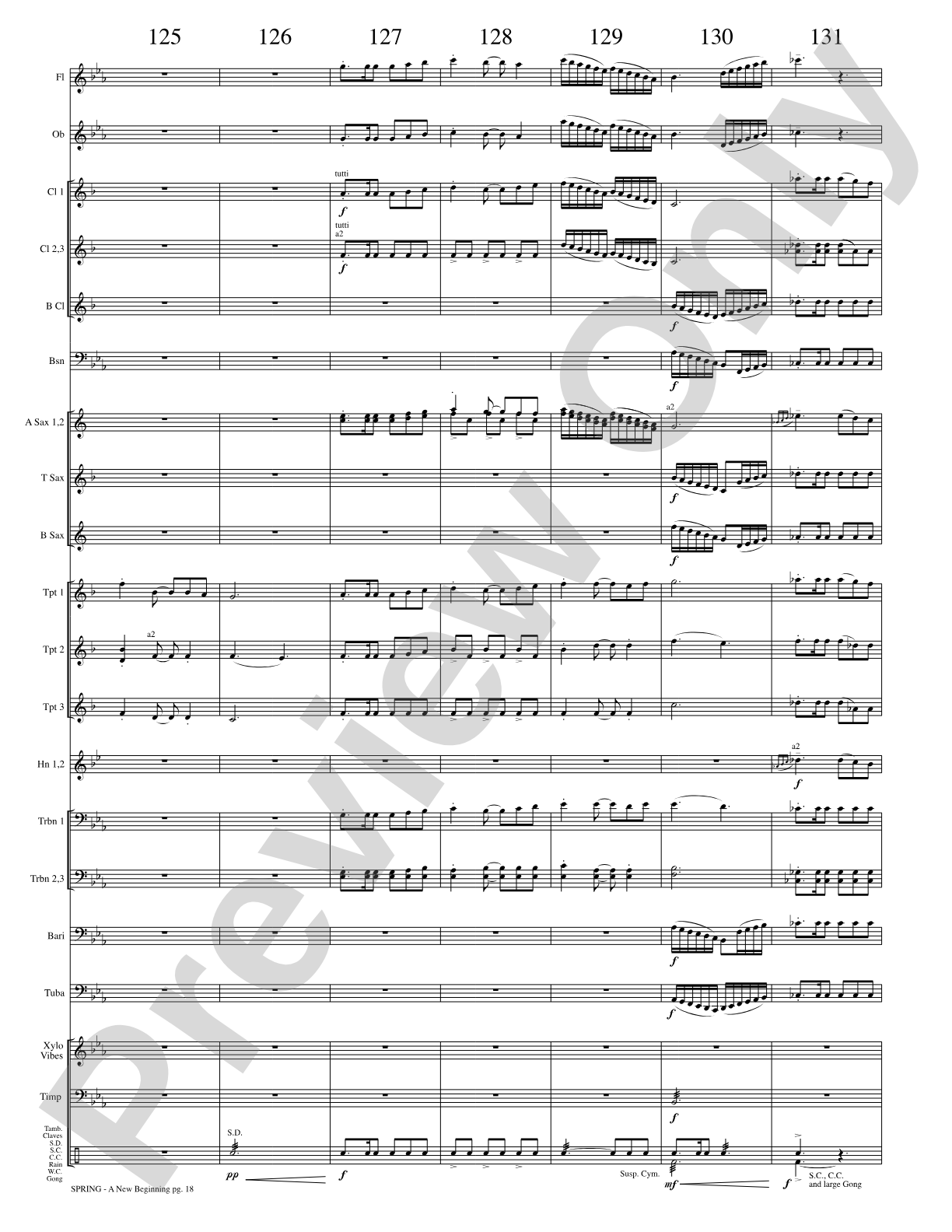 Spring (A New Beginning): Concert Band Conductor Score & Parts