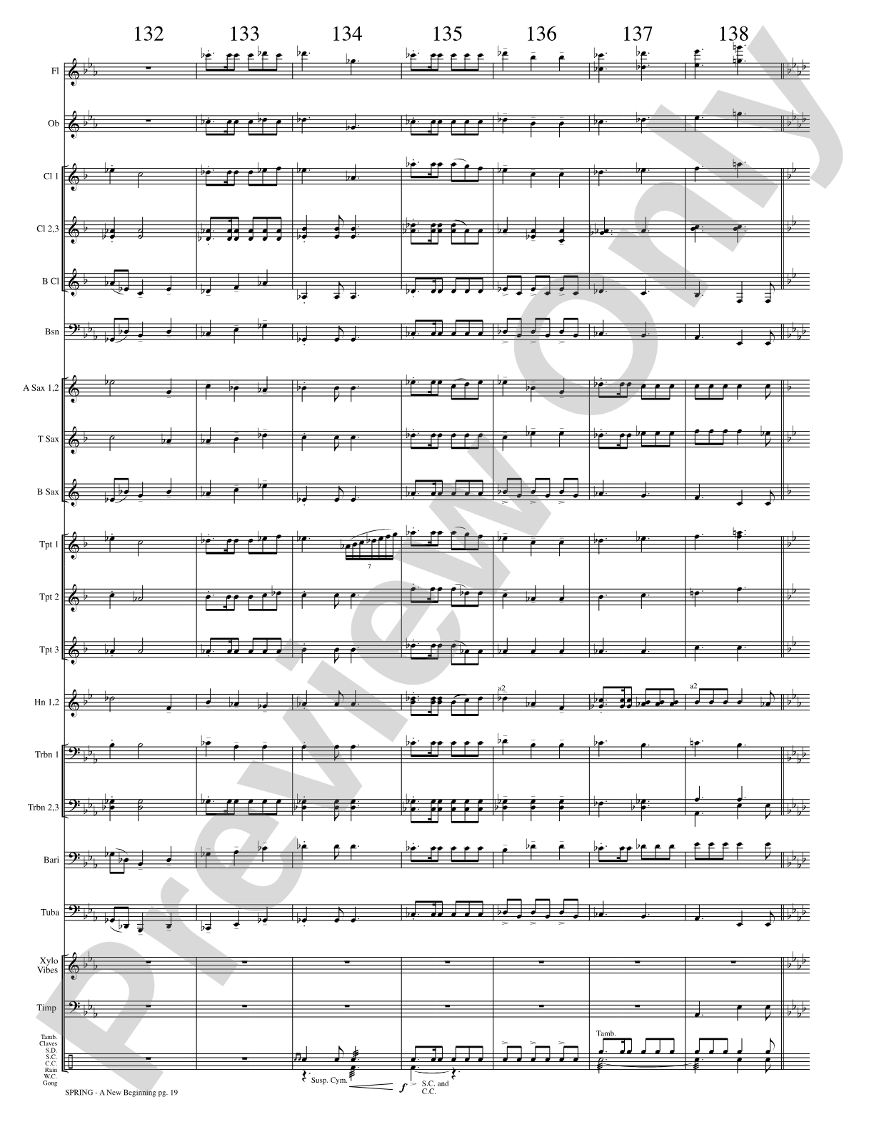 Spring (A New Beginning): Concert Band Conductor Score & Parts