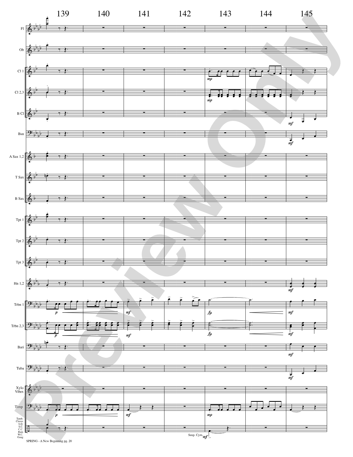 Spring (A New Beginning): Concert Band Conductor Score & Parts