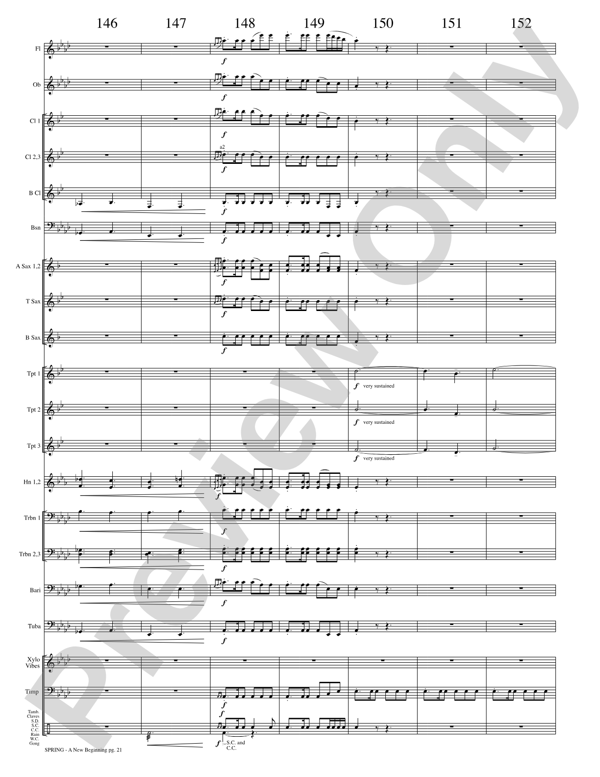Spring (A New Beginning): Concert Band Conductor Score & Parts