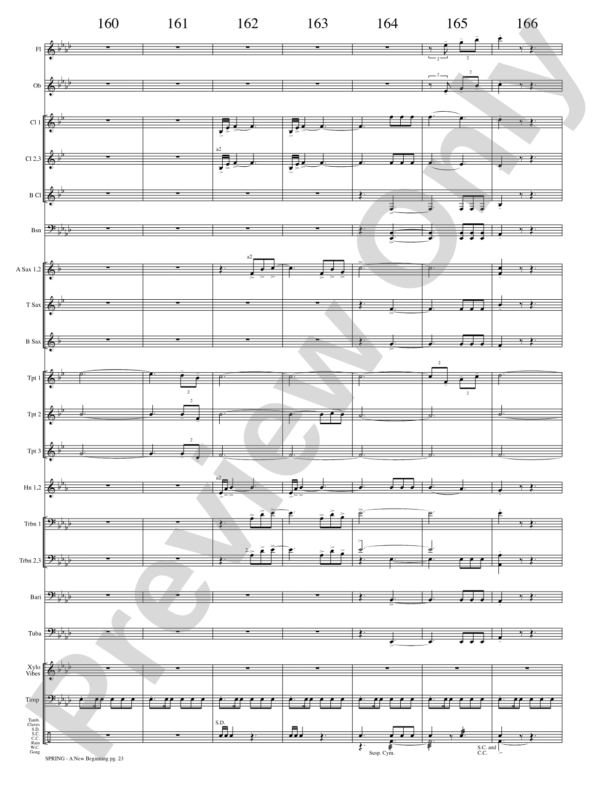 Spring (A New Beginning): Concert Band Conductor Score & Parts