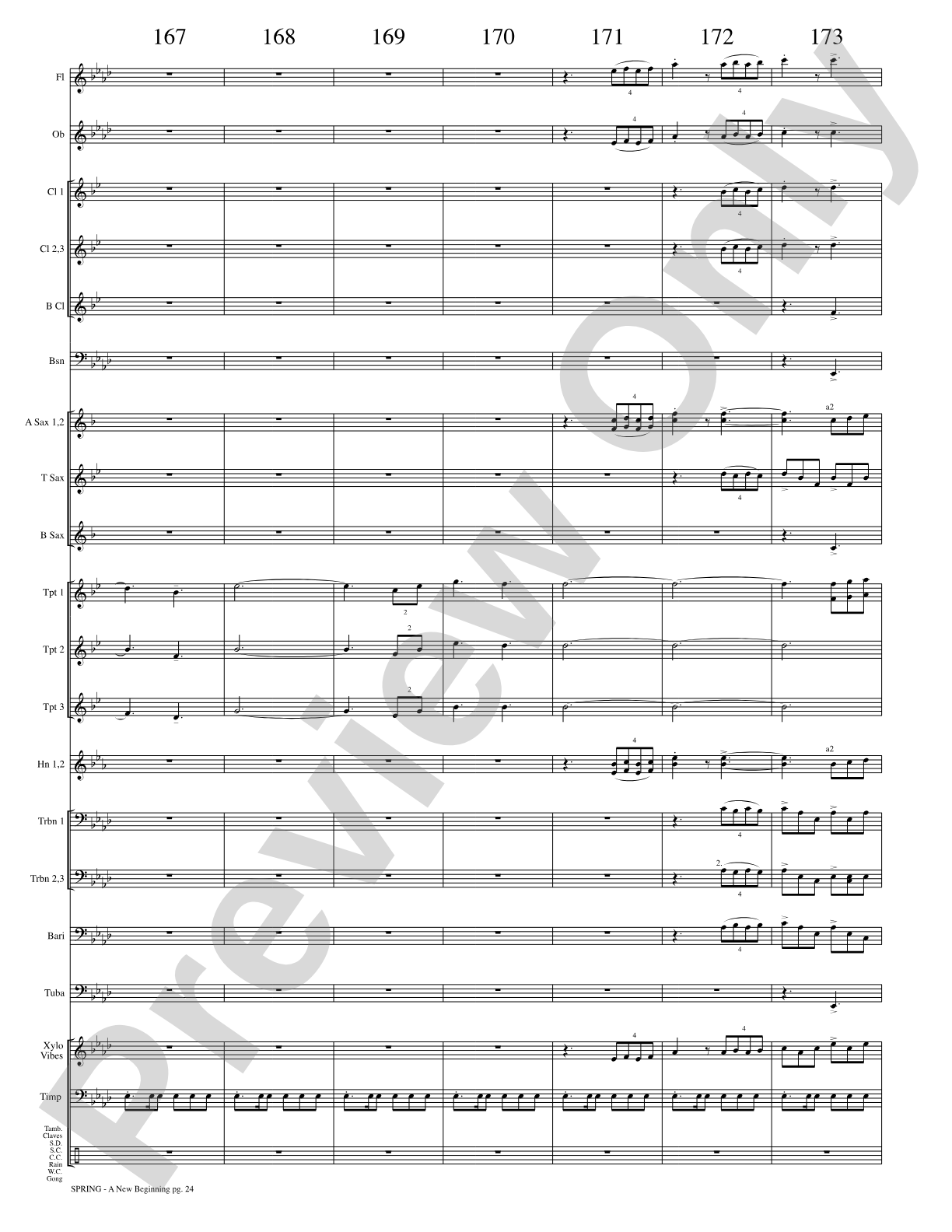 Spring (A New Beginning): Concert Band Conductor Score & Parts