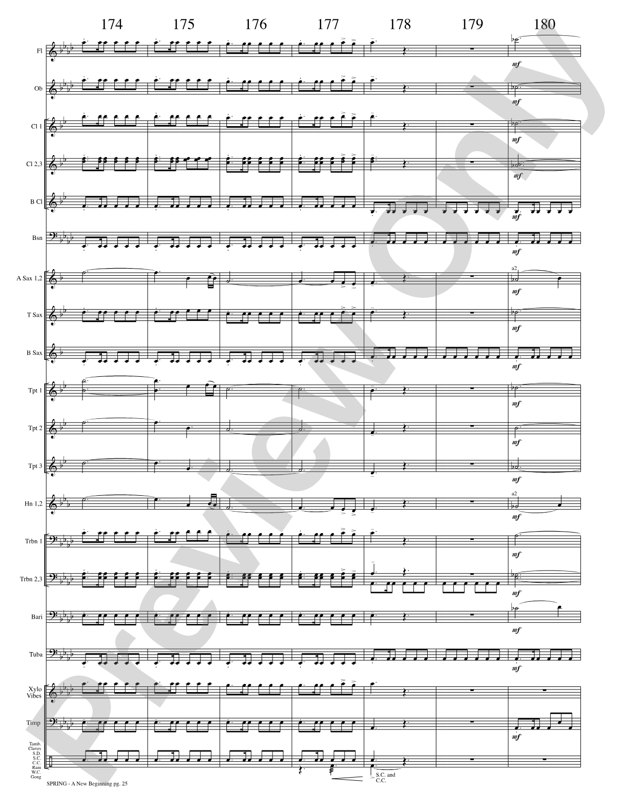 Spring (A New Beginning): Concert Band Conductor Score & Parts