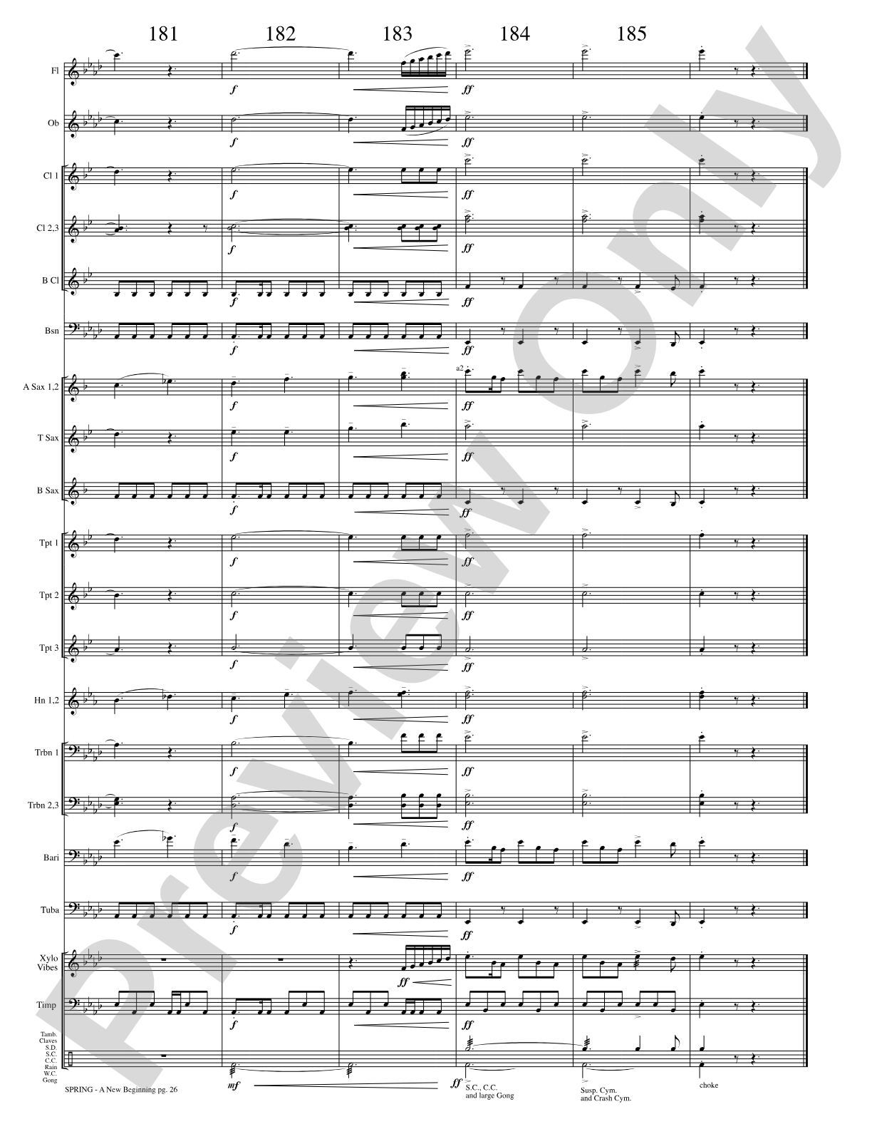 Spring (A New Beginning): Concert Band Conductor Score & Parts