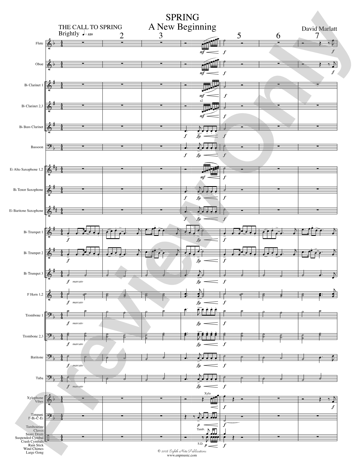 Spring (A New Beginning): Concert Band Conductor Score & Parts