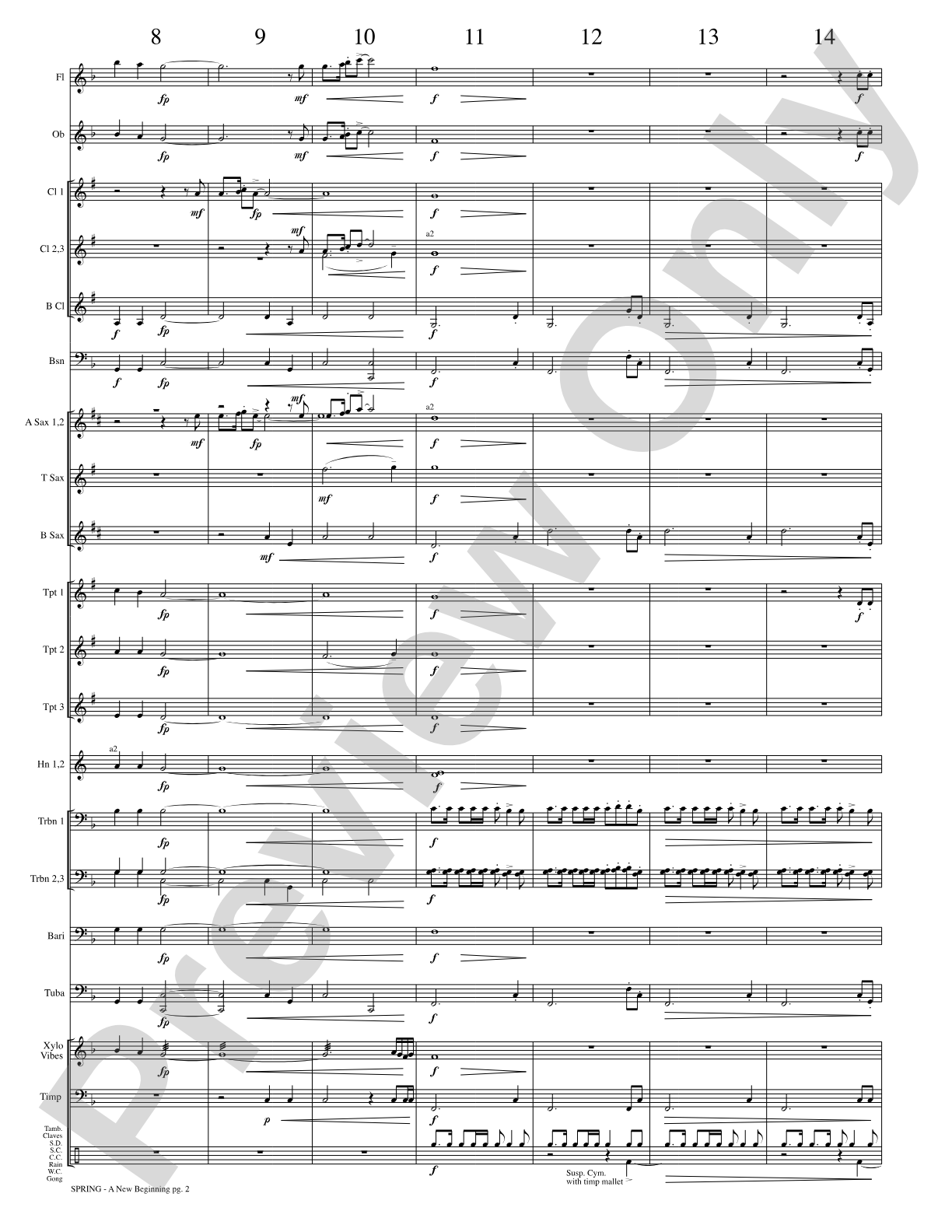 Spring (A New Beginning): Concert Band Conductor Score & Parts