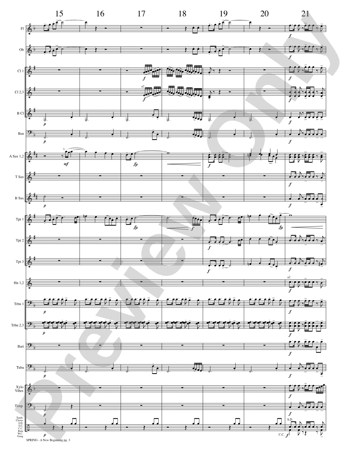 Spring (A New Beginning): Concert Band Conductor Score & Parts