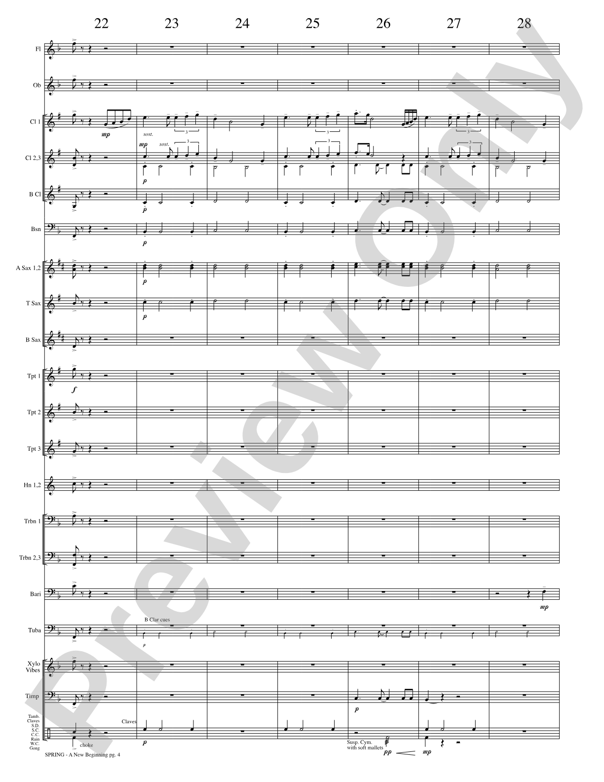 Spring (A New Beginning): Concert Band Conductor Score & Parts