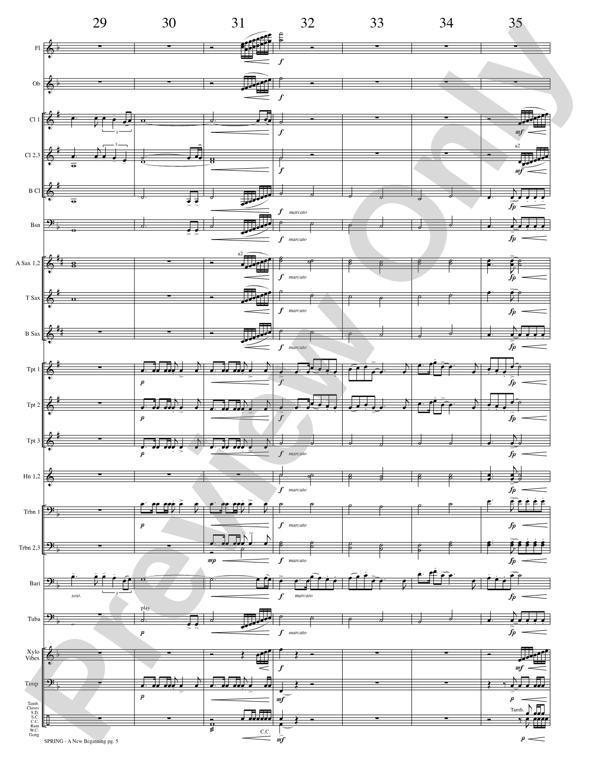 Spring (A New Beginning): Concert Band Conductor Score & Parts