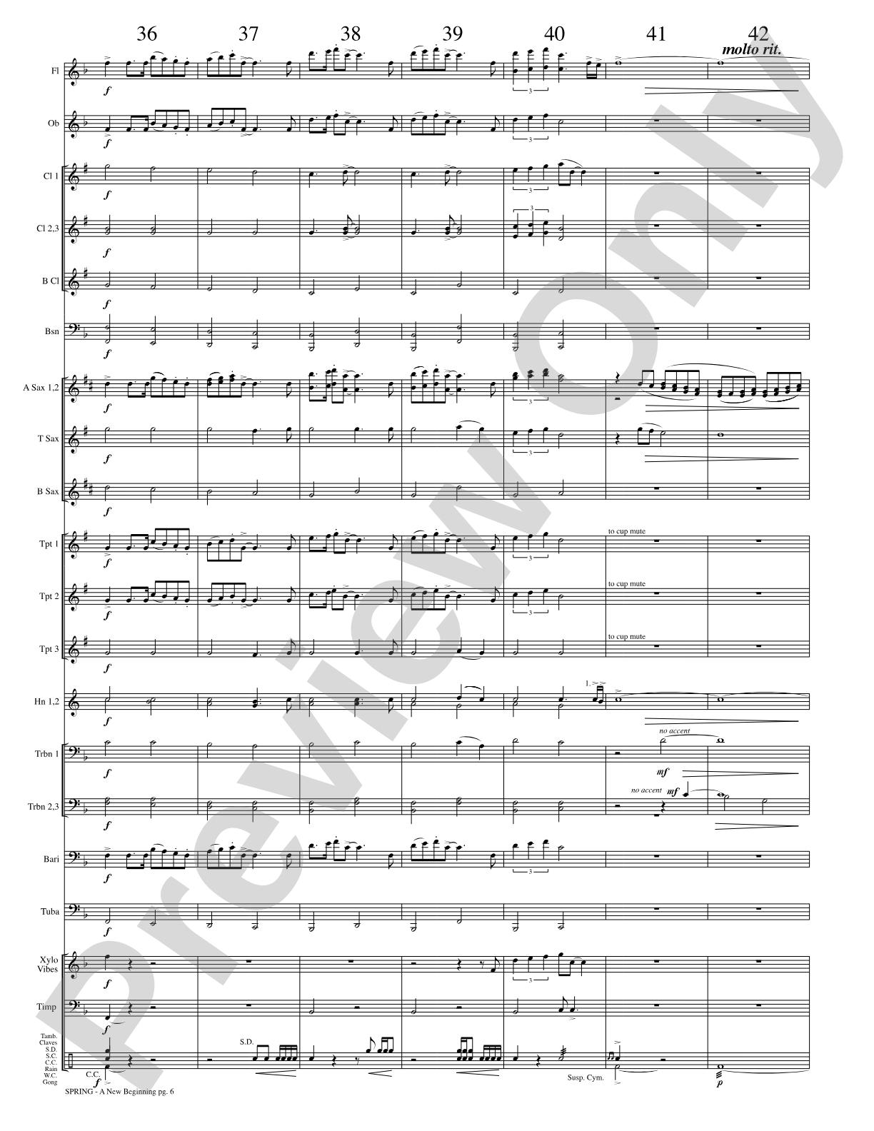 Spring (A New Beginning): Concert Band Conductor Score & Parts