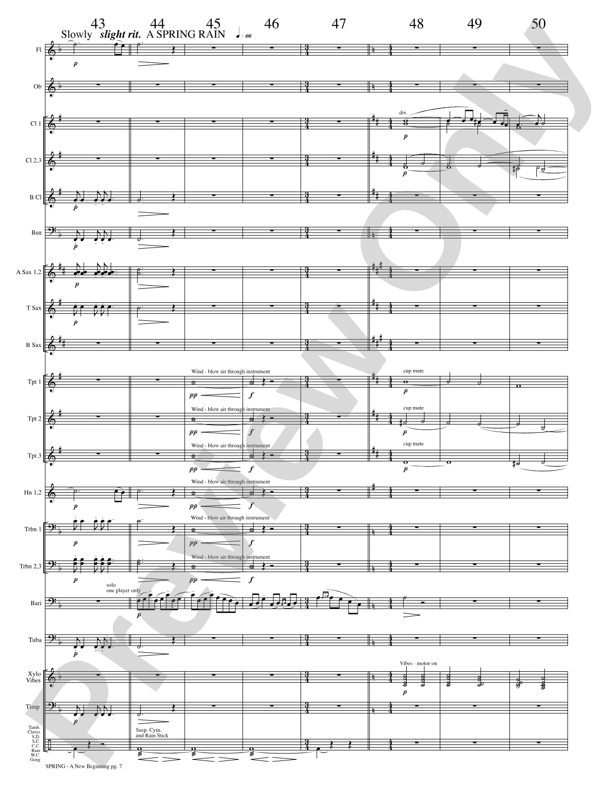 Spring (A New Beginning): Concert Band Conductor Score & Parts