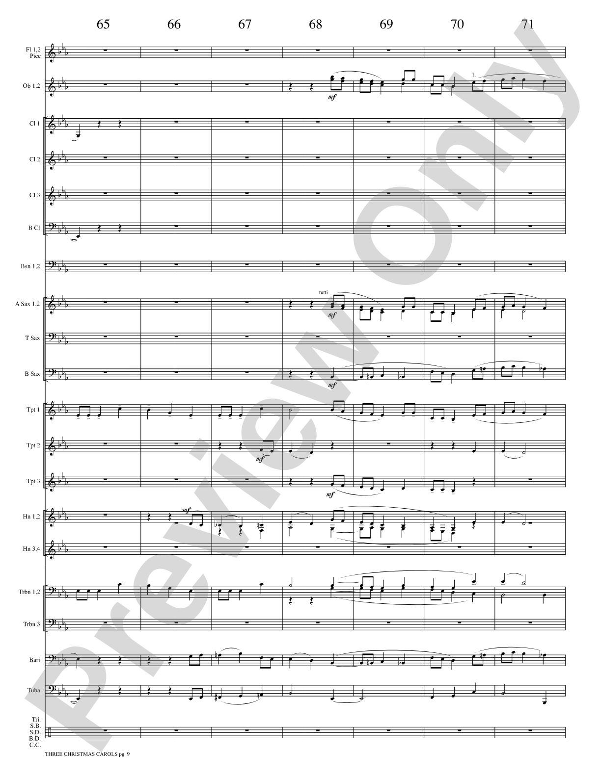 Three Christmas Carols: Concert Band Conductor Score & Parts