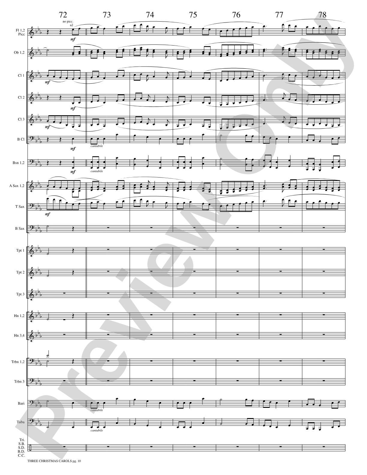 Three Christmas Carols: Concert Band Conductor Score & Parts