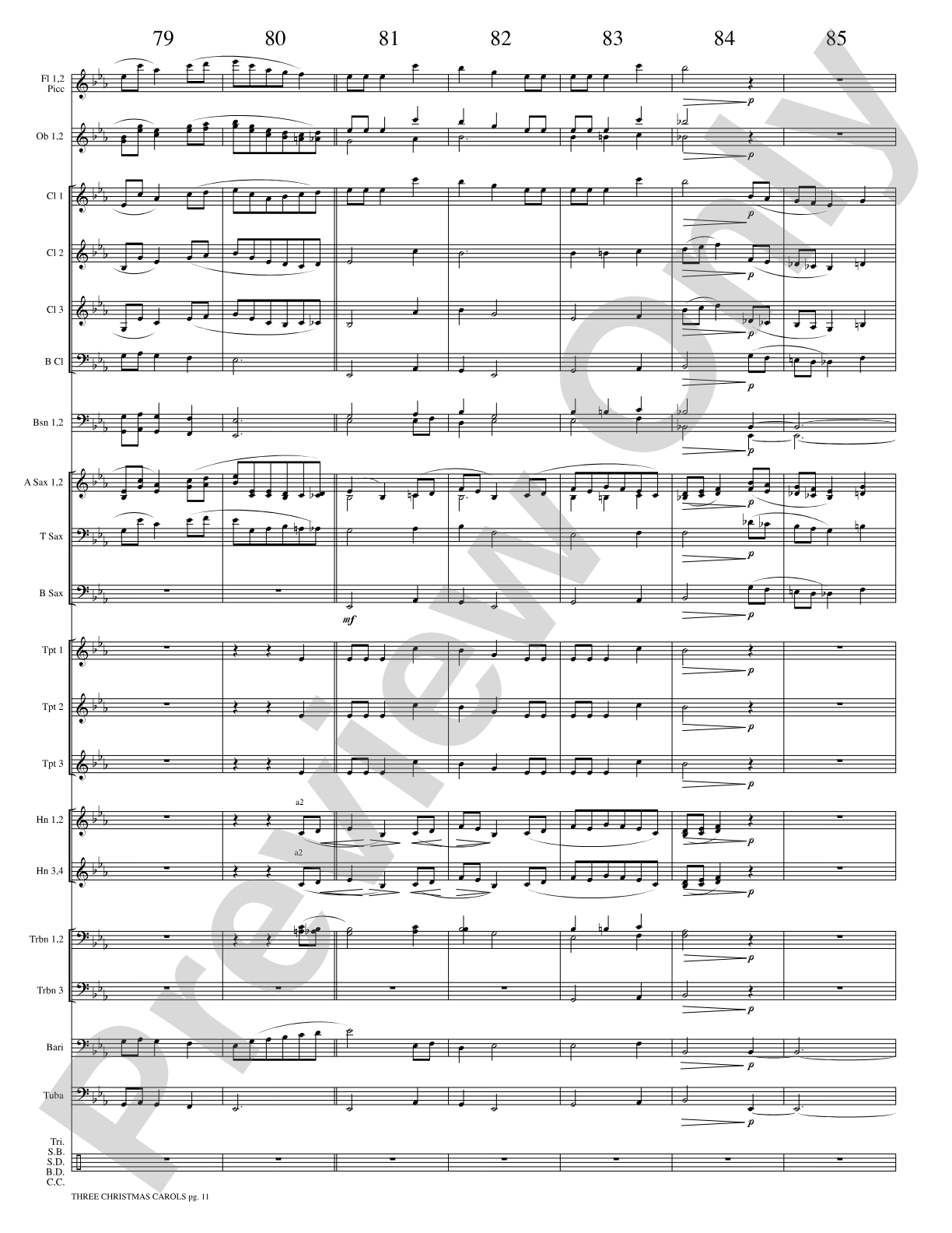Three Christmas Carols: Concert Band Conductor Score & Parts