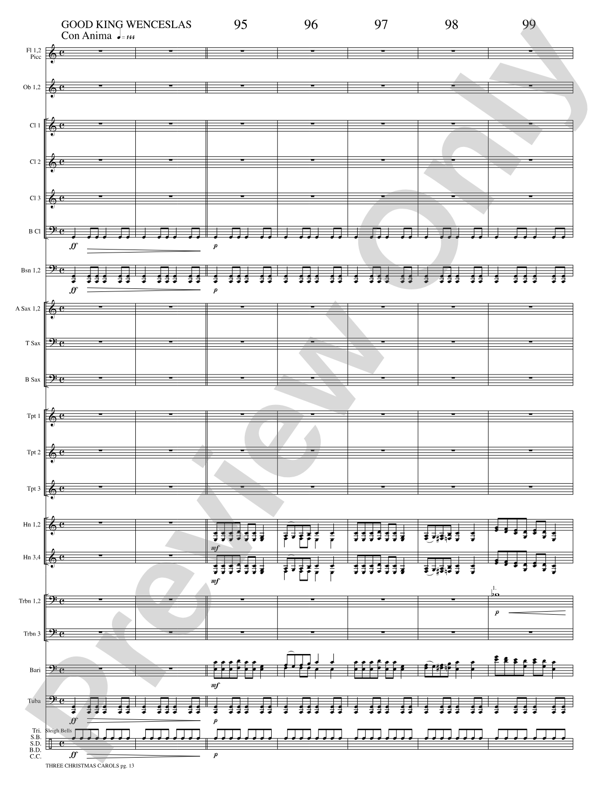 Three Christmas Carols: Concert Band Conductor Score & Parts