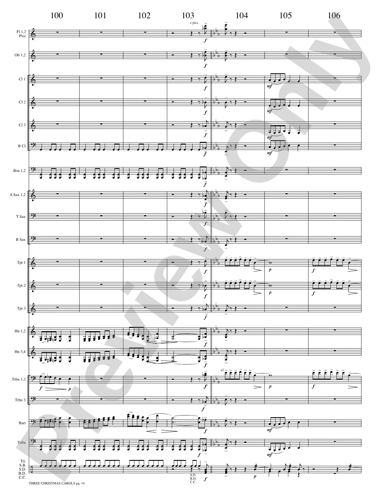 Three Christmas Carols: Concert Band Conductor Score & Parts