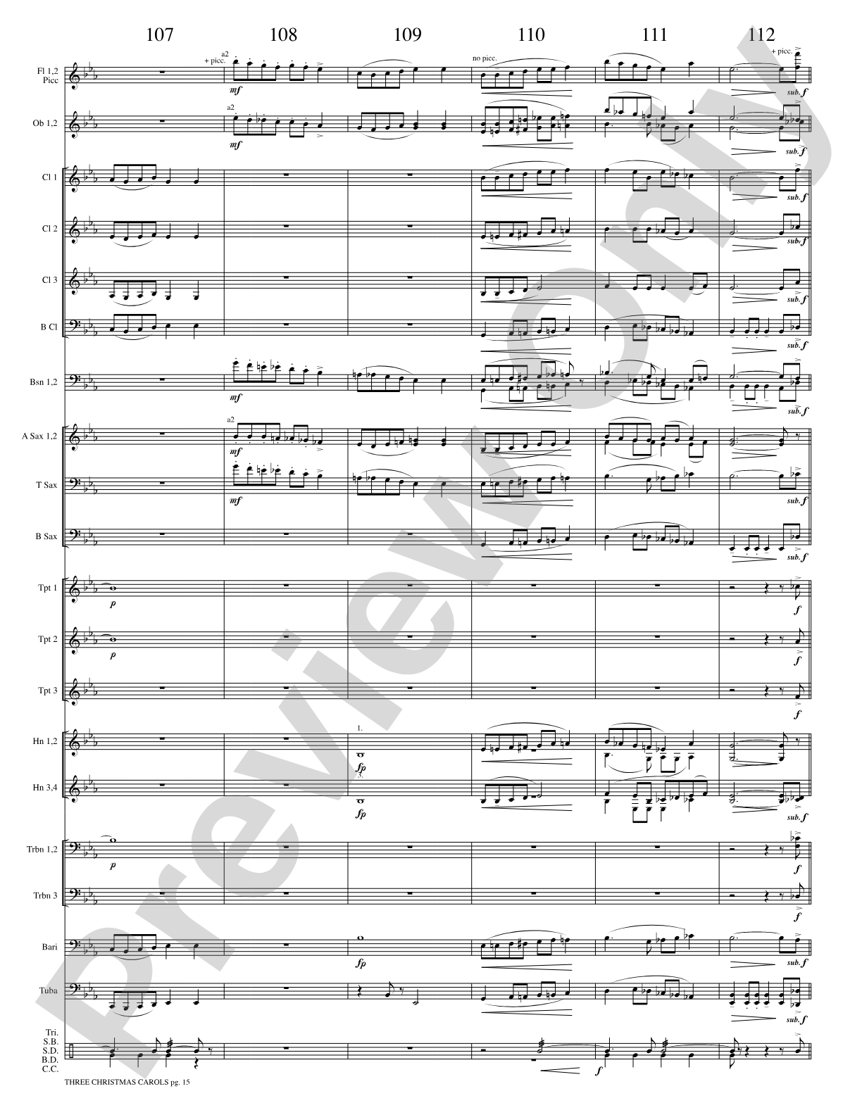 Three Christmas Carols: Concert Band Conductor Score & Parts
