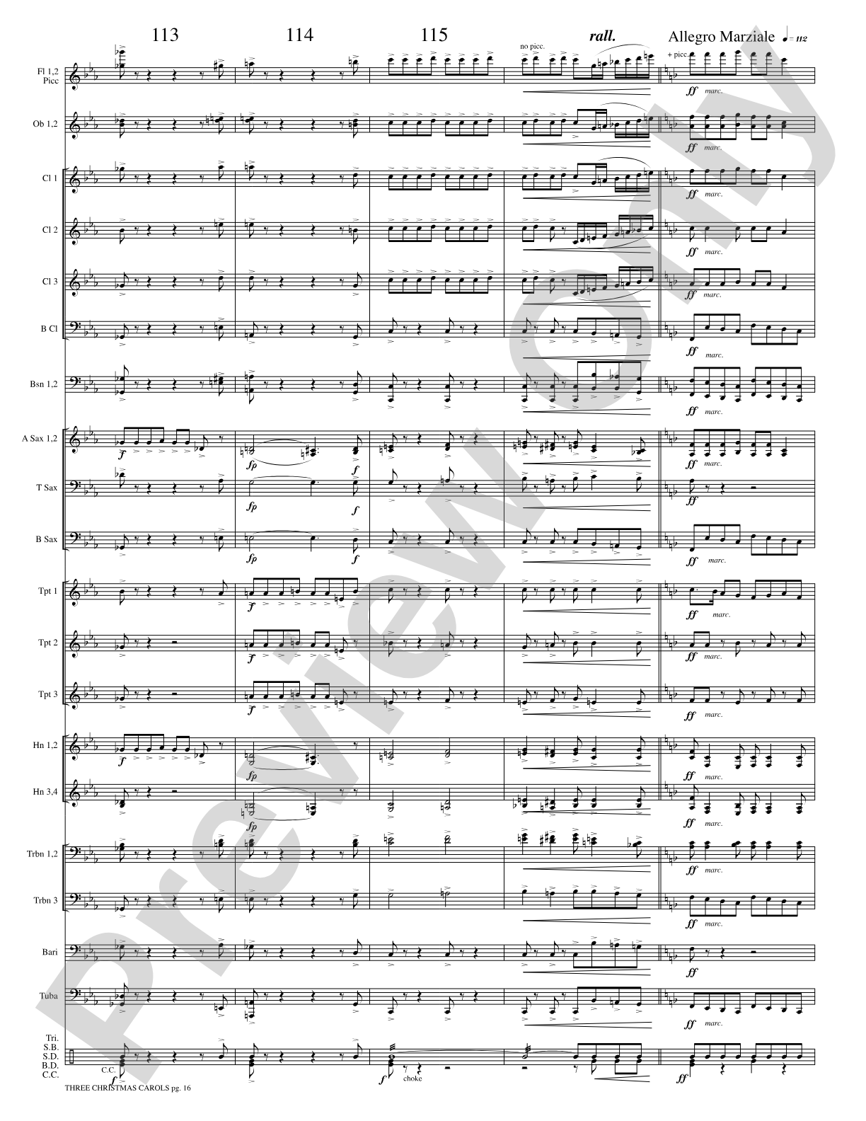Three Christmas Carols: Concert Band Conductor Score & Parts