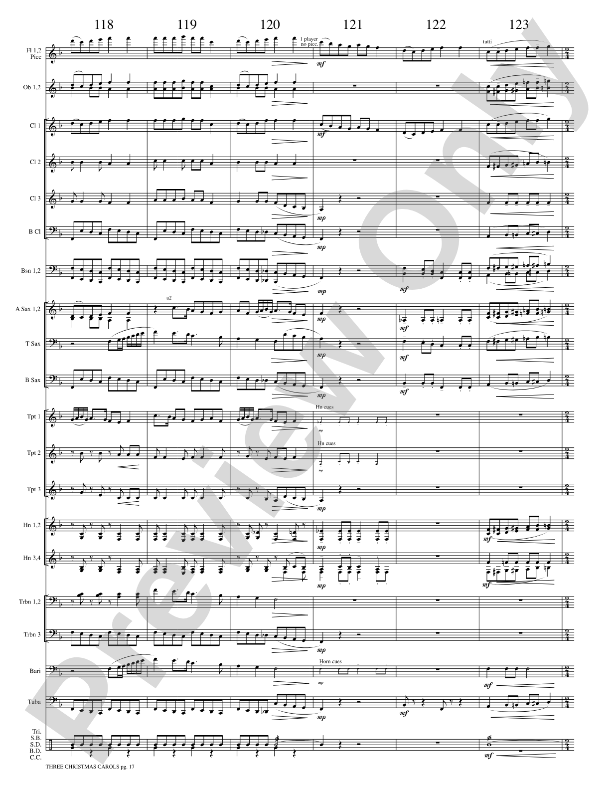 Three Christmas Carols: Concert Band Conductor Score & Parts