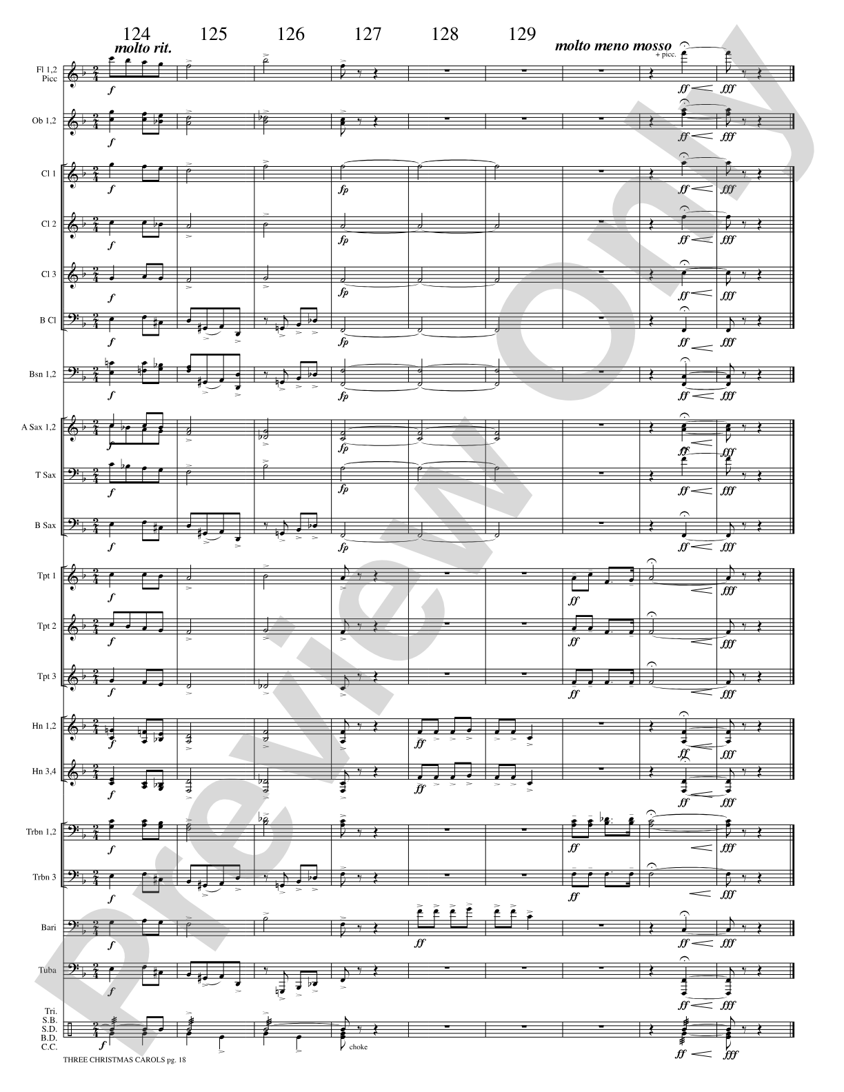 Three Christmas Carols: Concert Band Conductor Score & Parts