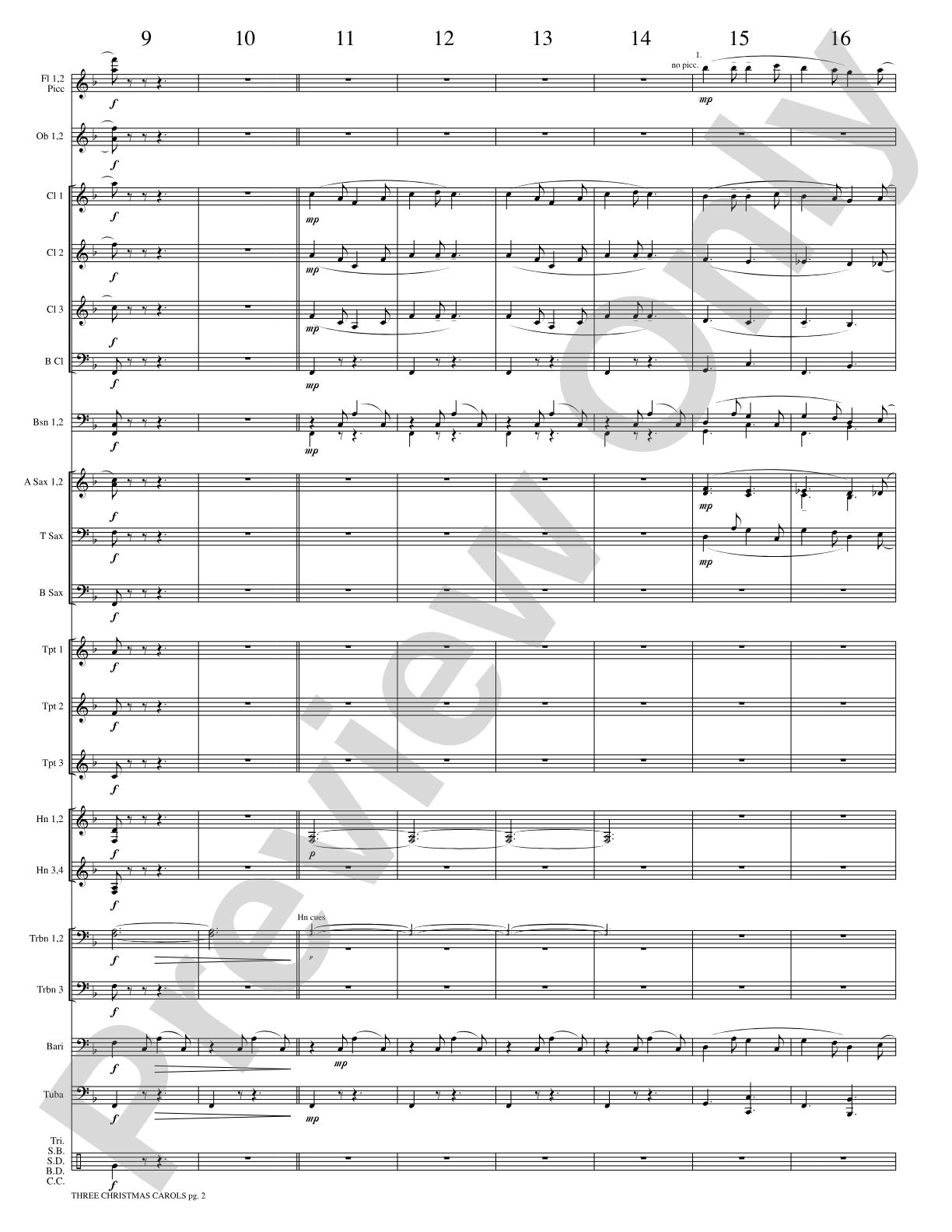 Three Christmas Carols: Concert Band Conductor Score & Parts