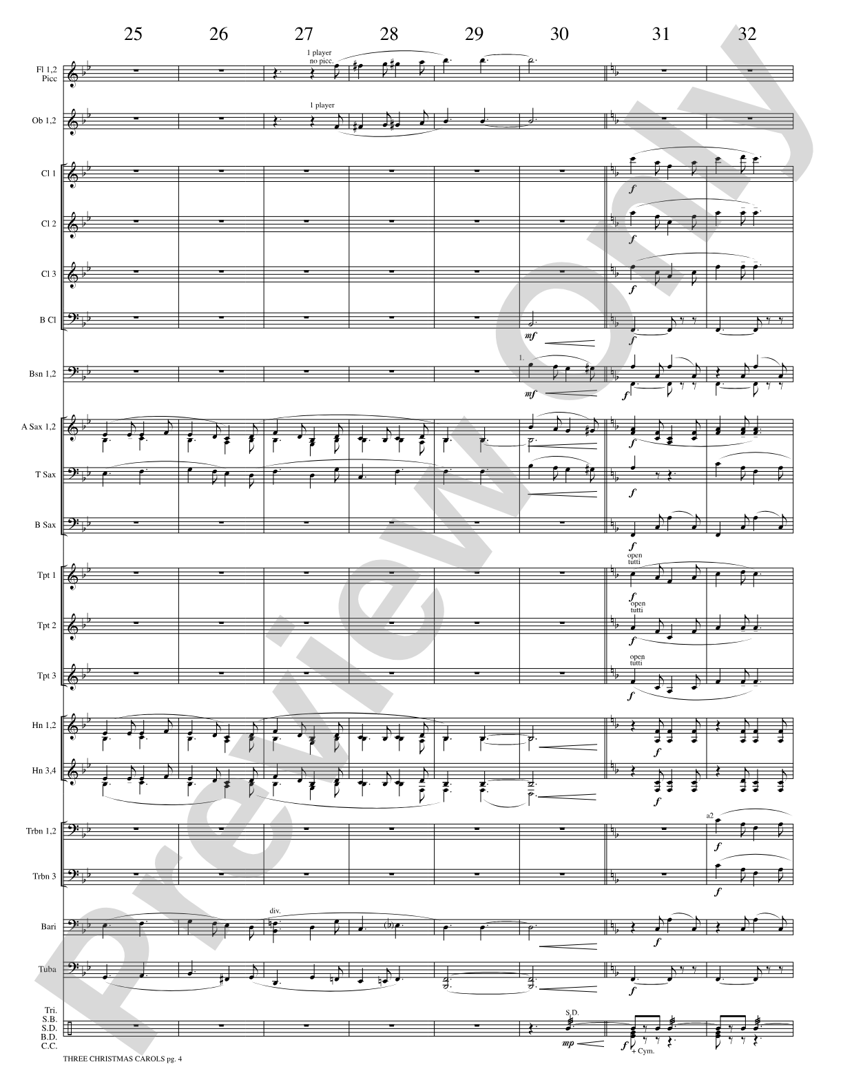 Three Christmas Carols: Concert Band Conductor Score & Parts