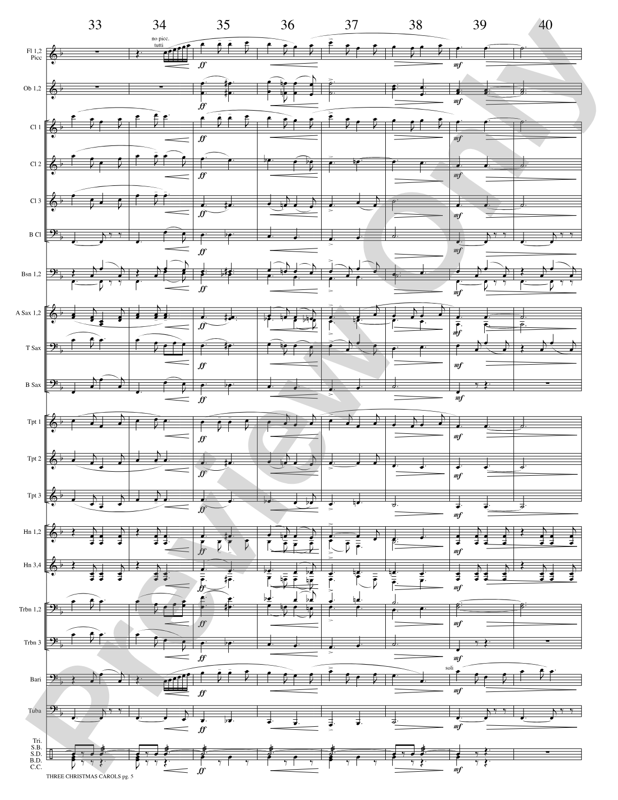 Three Christmas Carols: Concert Band Conductor Score & Parts