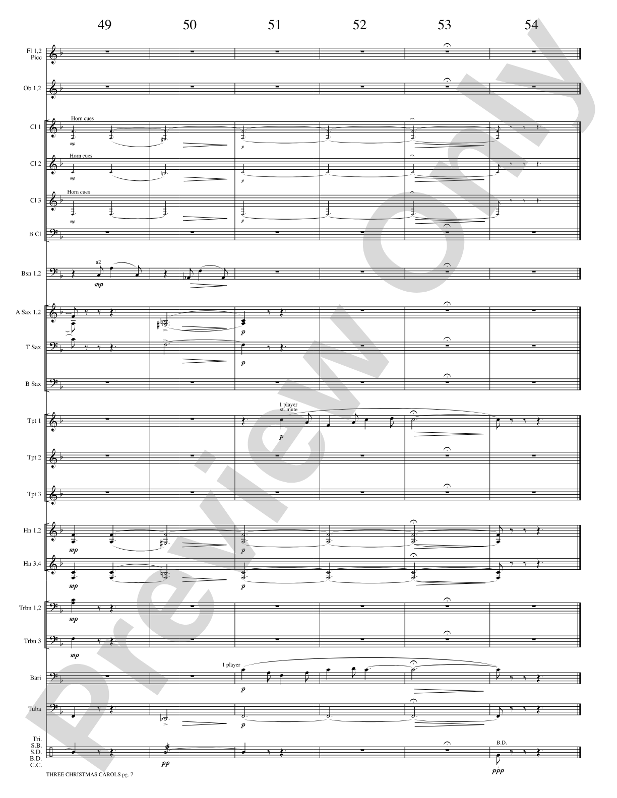 Three Christmas Carols: Concert Band Conductor Score & Parts