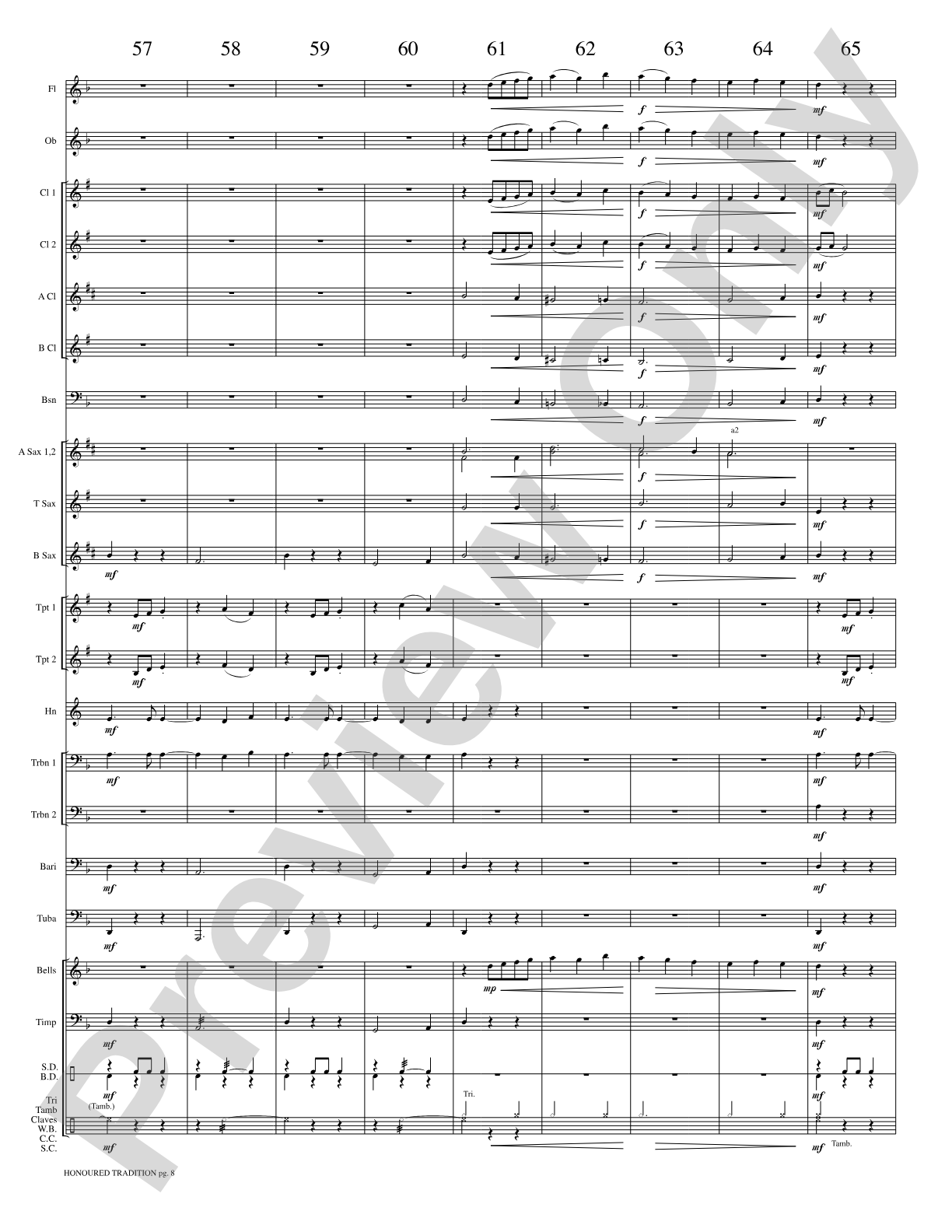 Honoured Tradition: Concert Band Conductor Score & Parts