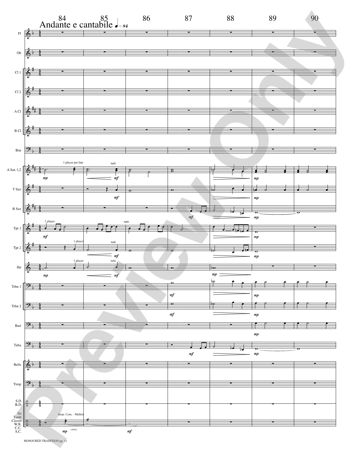 Honoured Tradition: Concert Band Conductor Score & Parts