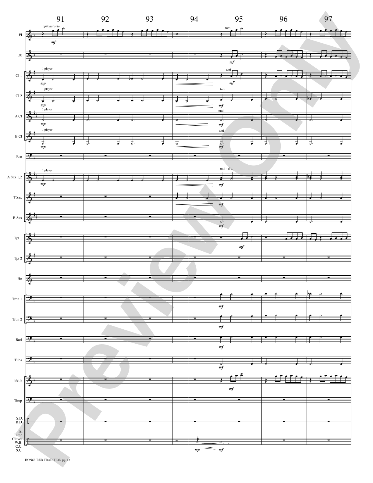 Honoured Tradition: Concert Band Conductor Score & Parts