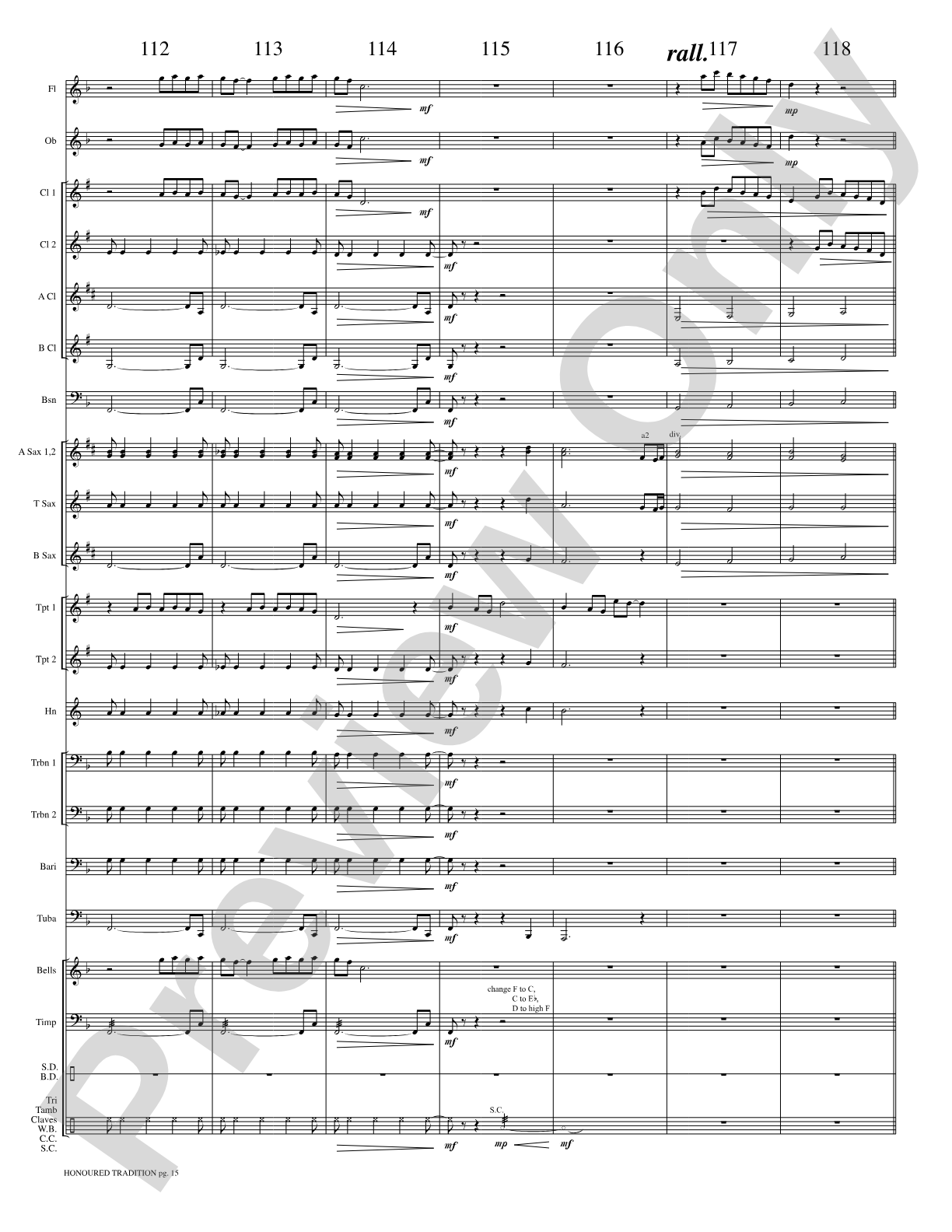 Honoured Tradition: Concert Band Conductor Score & Parts