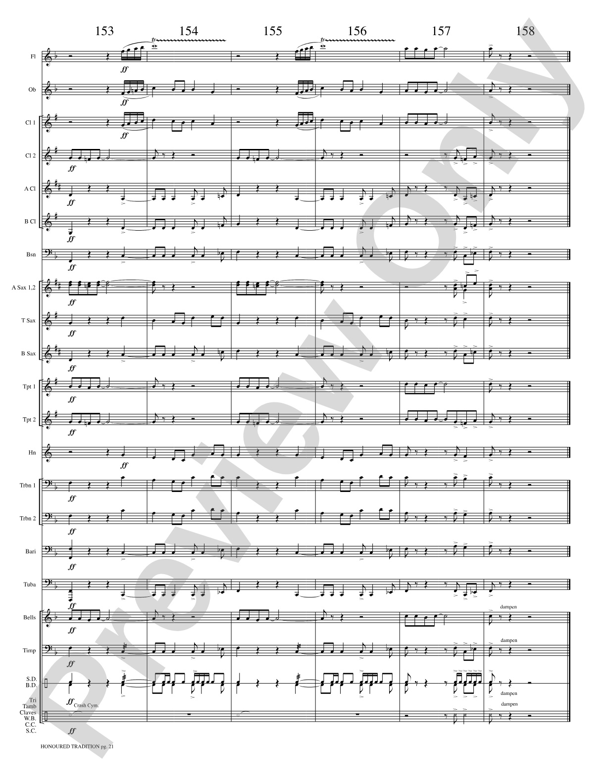 Honoured Tradition: Concert Band Conductor Score & Parts