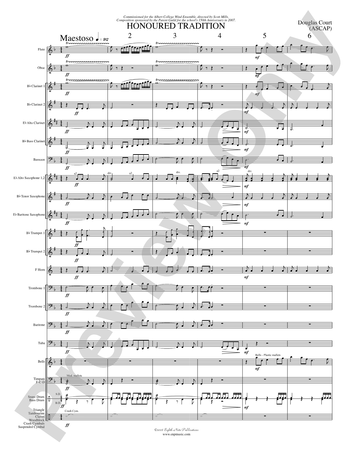 Honoured Tradition: Concert Band Conductor Score & Parts
