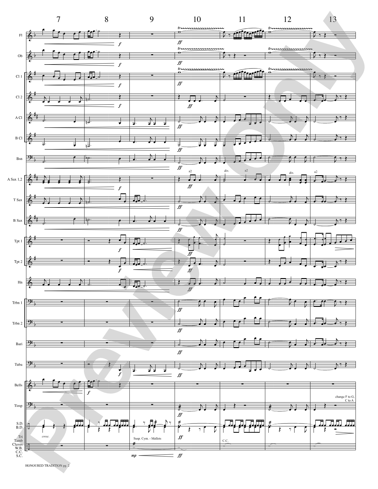 Honoured Tradition: Concert Band Conductor Score & Parts