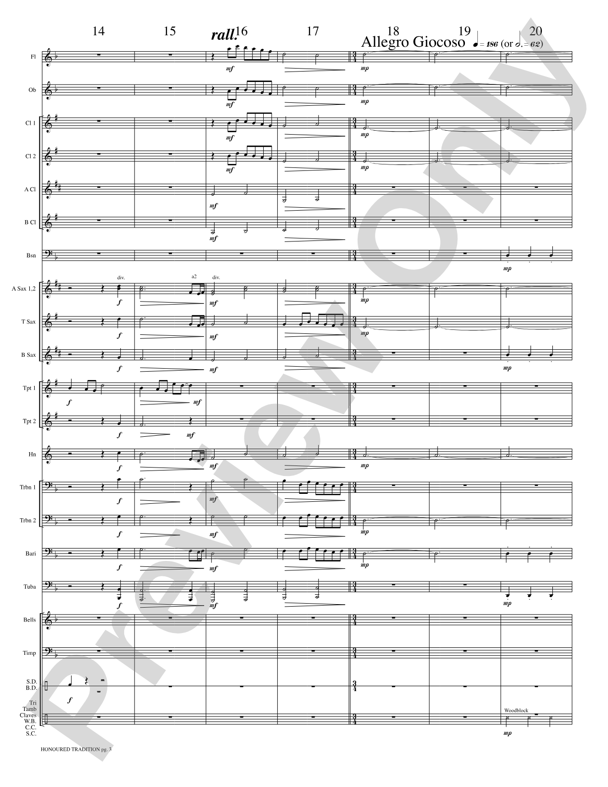 Honoured Tradition: Concert Band Conductor Score & Parts