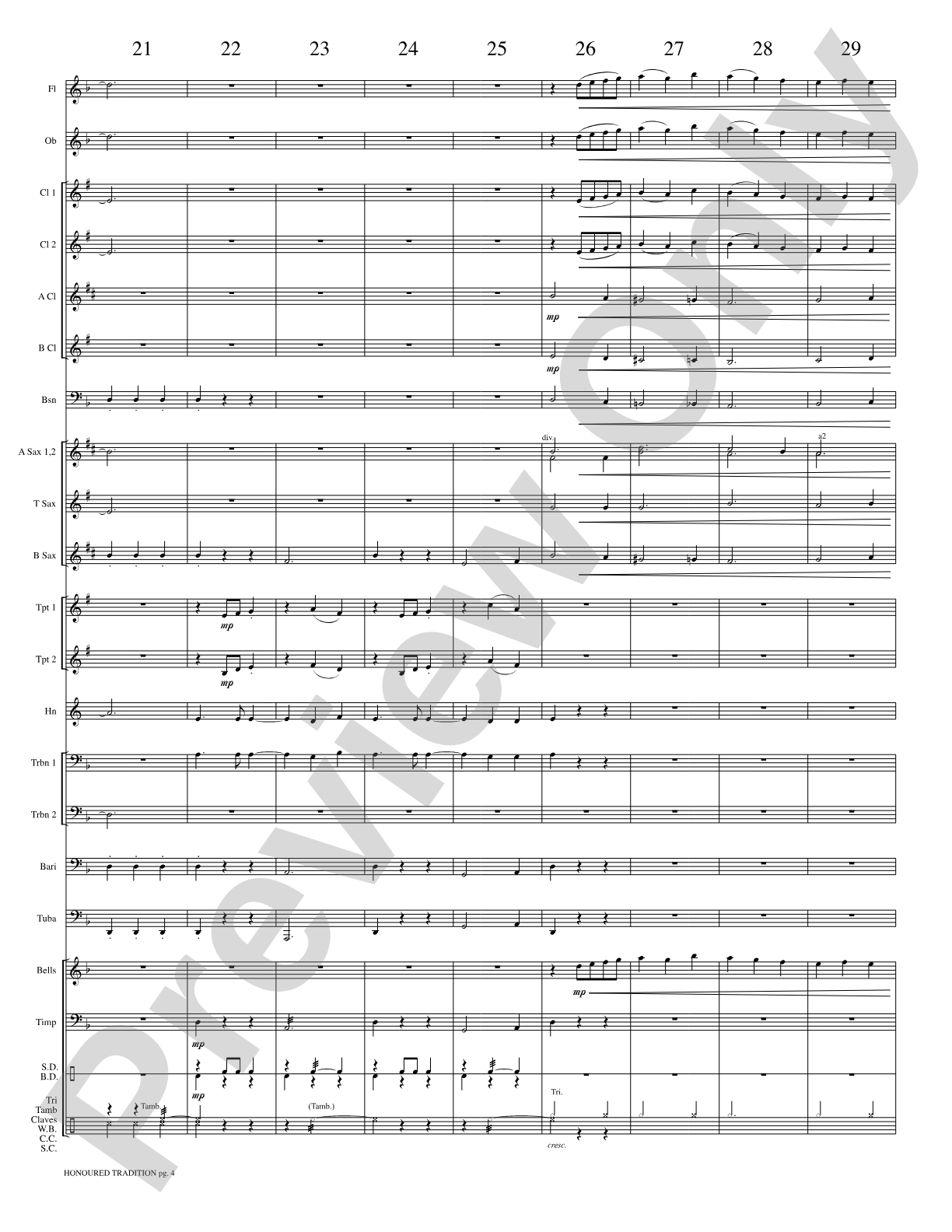 Honoured Tradition: Concert Band Conductor Score & Parts